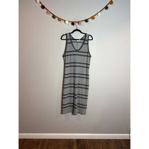 Gap grey and white ribbed striped midi dress